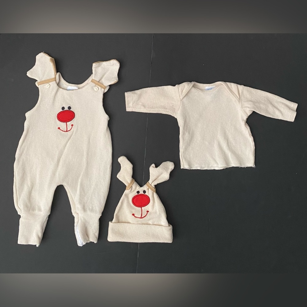 Silly Phillie Creations vintage jumpsuit baby outfit 3 piece set 100% cotton USA